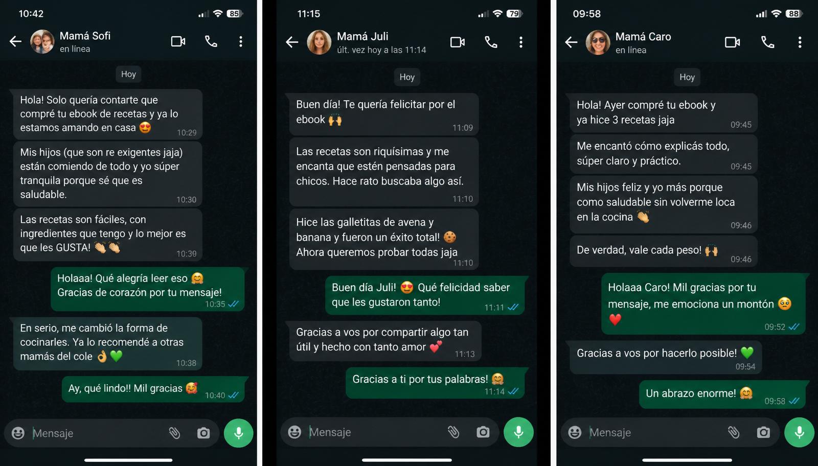 Testimonios de mamás por WhatsApp